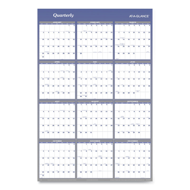 AT-A-GLANCE Vertical/Horizontal Erasable Quarterly/Monthly Wall Planner, 32 x 48, 12-Month (Jan-Dec): 2023