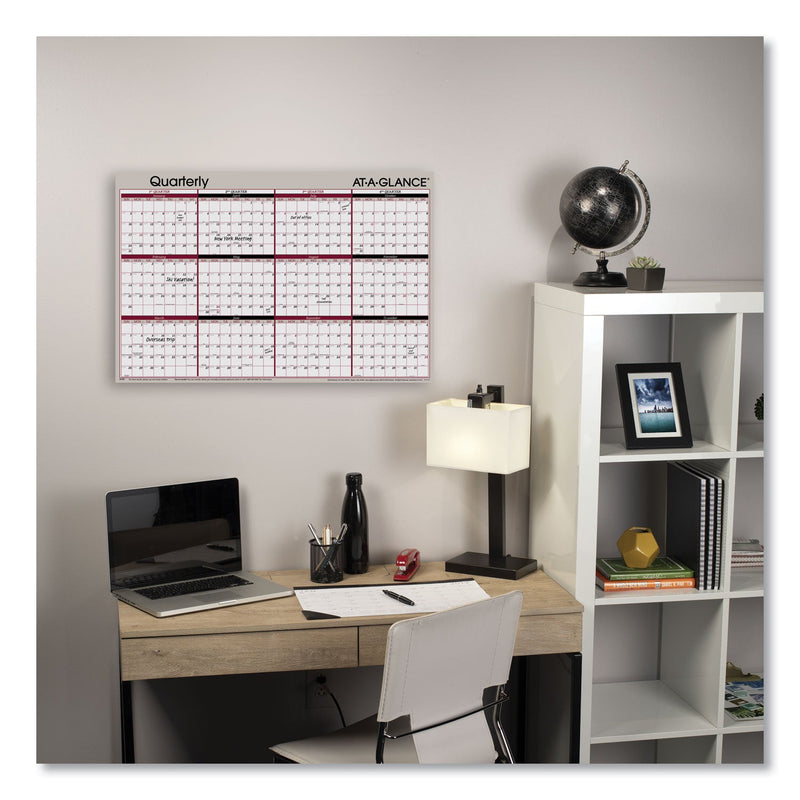 AT-A-GLANCE Vertical/Horizontal Erasable Quarterly/Monthly Wall Planner, 24 x 36, White/Black/Red Sheets, 12-Month (Jan to Dec): 2023