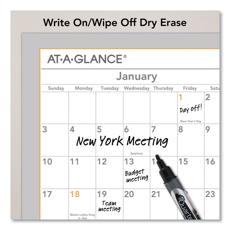 AT-A-GLANCE WallMates Self-Adhesive Dry Erase Yearly Planning Surfaces, 24 x 18, White/Gray/Orange Sheets, 12-Month (Jan to Dec): 2023