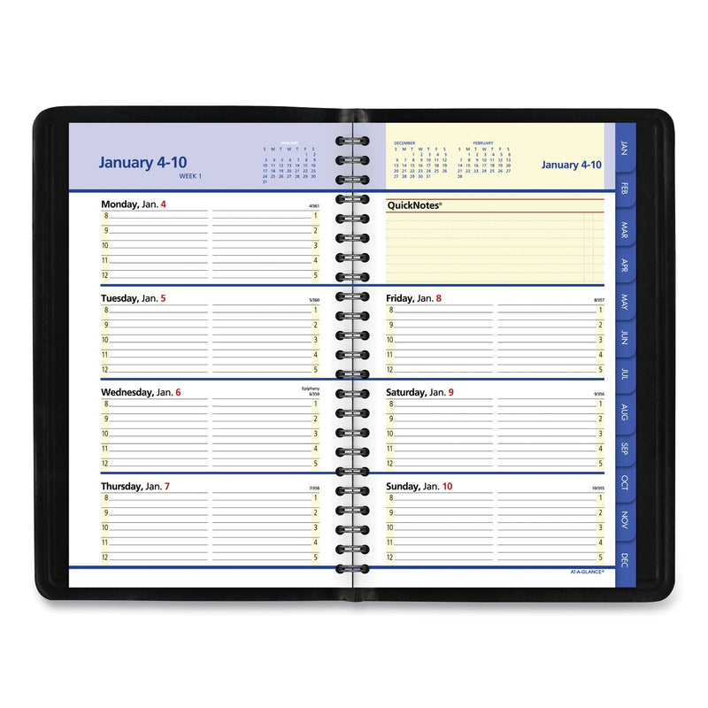 AT-A-GLANCE QuickNotes Weekly Block Format Appointment Book, 8.5 x 5.5, Black Cover, 12-Month (Jan to Dec): 2023