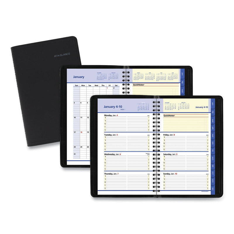 AT-A-GLANCE QuickNotes Weekly Block Format Appointment Book, 8.5 x 5.5, Black Cover, 12-Month (Jan to Dec): 2023