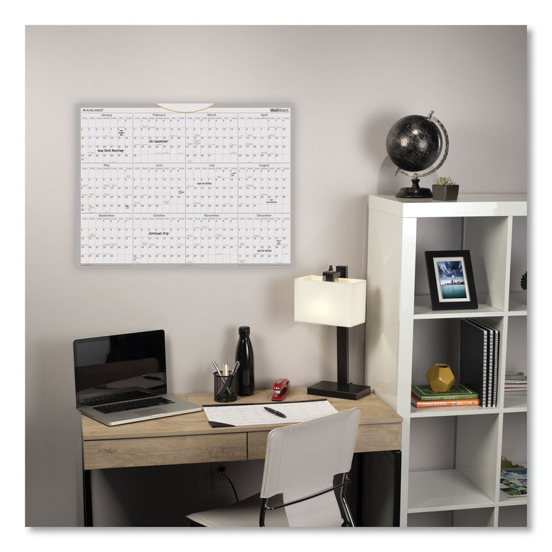 AT-A-GLANCE WallMates Self-Adhesive Dry Erase Yearly Planning Surfaces, 24 x 18, White/Gray/Orange Sheets, 12-Month (Jan to Dec): 2023