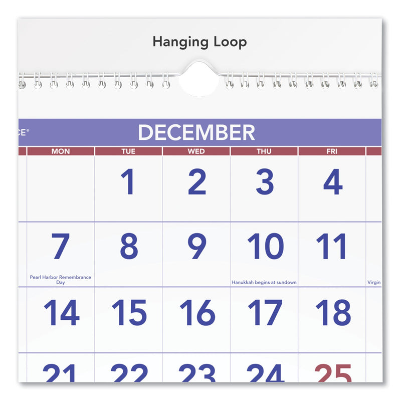 AT-A-GLANCE Deluxe Three-Month Reference Wall Calendar, Vertical Orientation, 12 x 27, White Sheets, 14-Month (Dec to Jan): 2022 to 2024