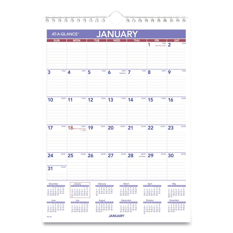 AT-A-GLANCE Monthly Wall Calendar with Ruled Daily Blocks, 8 x 11, White Sheets, 12-Month (Jan to Dec): 2023