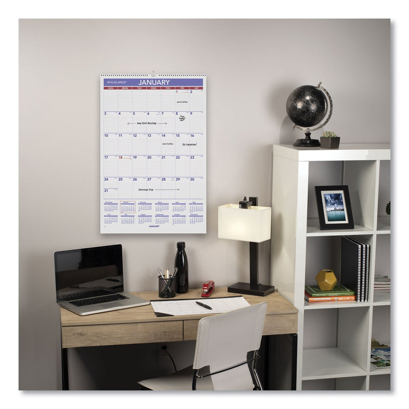 AT-A-GLANCE Monthly Wall Calendar with Ruled Daily Blocks, 15.5 x 22.75, White Sheets, 12-Month (Jan to Dec): 2023