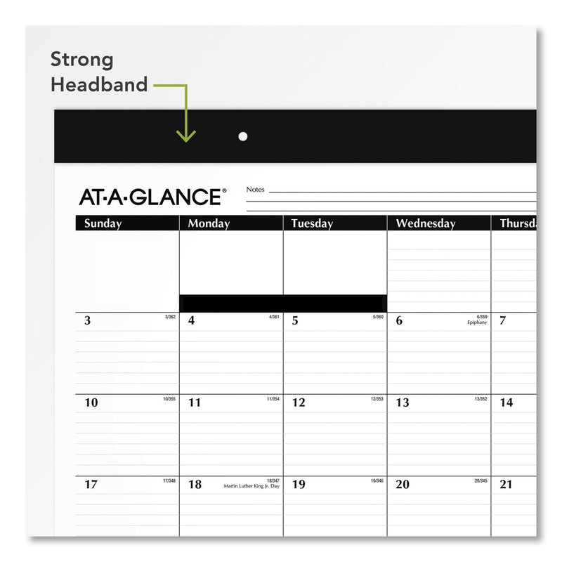 AT-A-GLANCE Monthly Refillable Desk Pad, 22 x 17, White Sheets, Black Binding, Black Corners, 12-Month (Jan to Dec): 2023