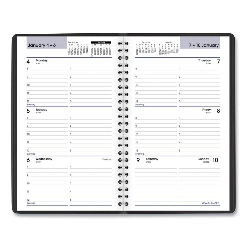 AT-A-GLANCE DayMinder Block Format Weekly Appointment Book, 8.5 x 5.5, Black Cover, 12-Month (Jan to Dec): 2023