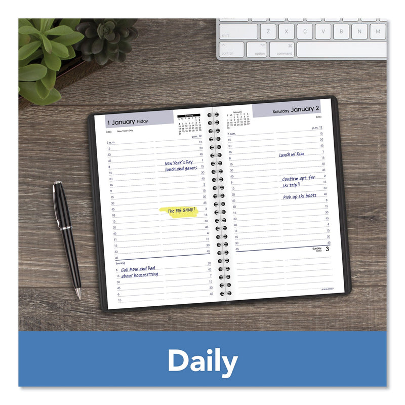 AT-A-GLANCE DayMinder Daily Appointment Book, 8.5 x 5.5, Black Cover, 12-Month (Jan to Dec): 2023