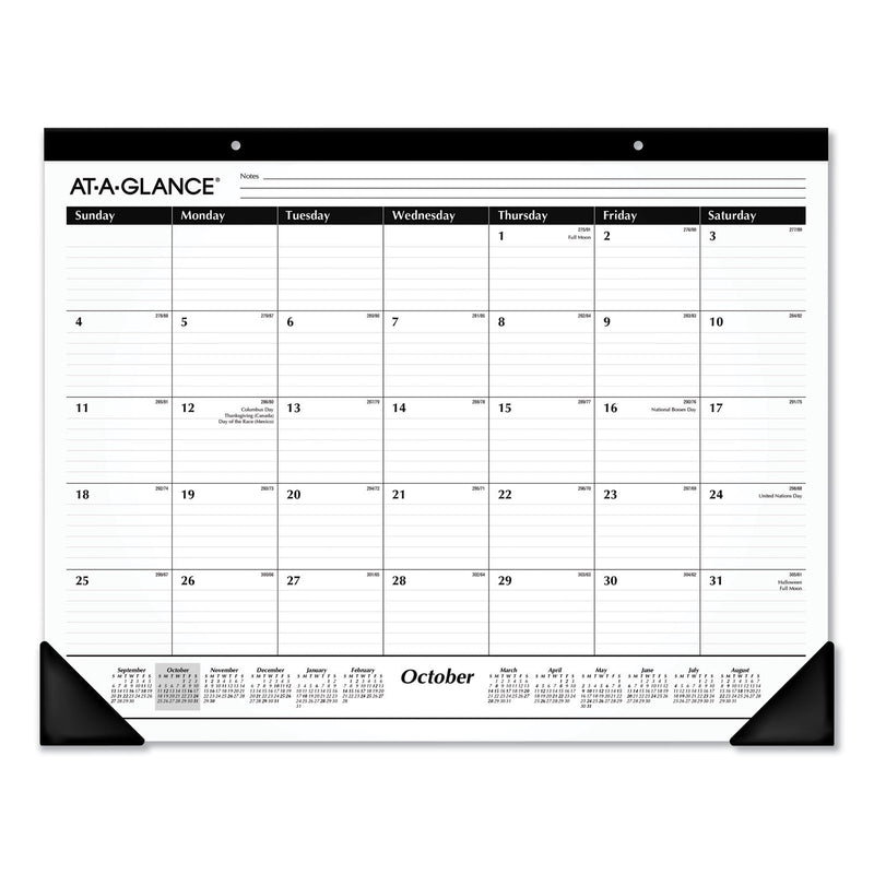 AT-A-GLANCE Academic Year Ruled Desk Pad, 21.75 x 17, White Sheets, Black Binding, Black Corners, 16-Month (Sept to Dec): 2022 to 2023