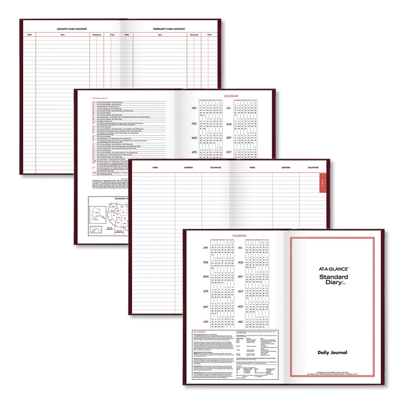 AT-A-GLANCE Standard Diary Daily Journal, 2023 Edition, Wide/Legal Rule, Red Cover, 12 x 7.75, 210 Sheets