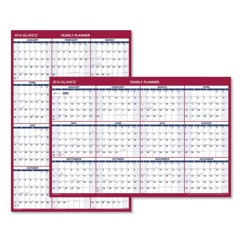 AT-A-GLANCE Erasable Vertical/Horizontal Wall Planner, 24 x 36, White/Blue/Red Sheets, 12-Month (Jan to Dec): 2023