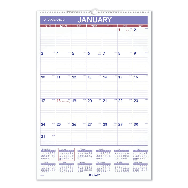 AT-A-GLANCE Erasable Wall Calendar, 15.5 x 22.75, White Sheets, 12-Month (Jan to Dec): 2023