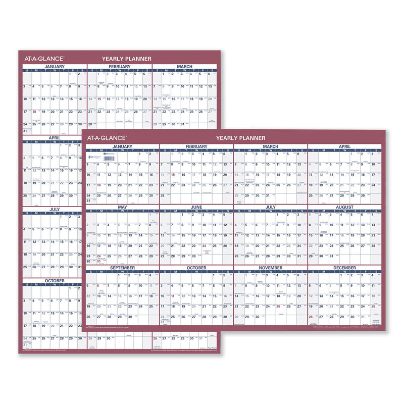 AT-A-GLANCE Vertical/Horizontal Wall Calendar, 24 x 36, White/Blue/Red Sheets, 12-Month (Jan to Dec): 2023