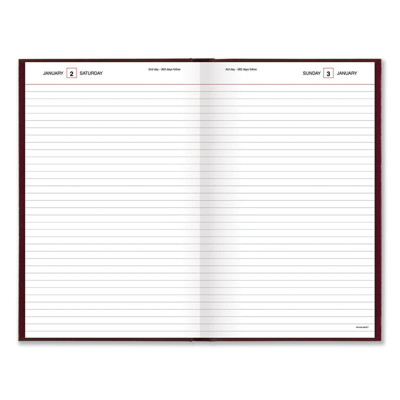 AT-A-GLANCE Standard Diary Daily Diary, 2023 Edition, Wide/Legal Rule, Red Cover, 12 x 7.75, 200 Sheets