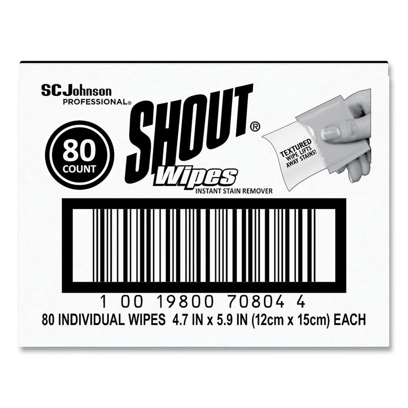 Shout Wipe and Go Instant Stain Remover, 4.7 x 5.9, 80 Packets/Carton