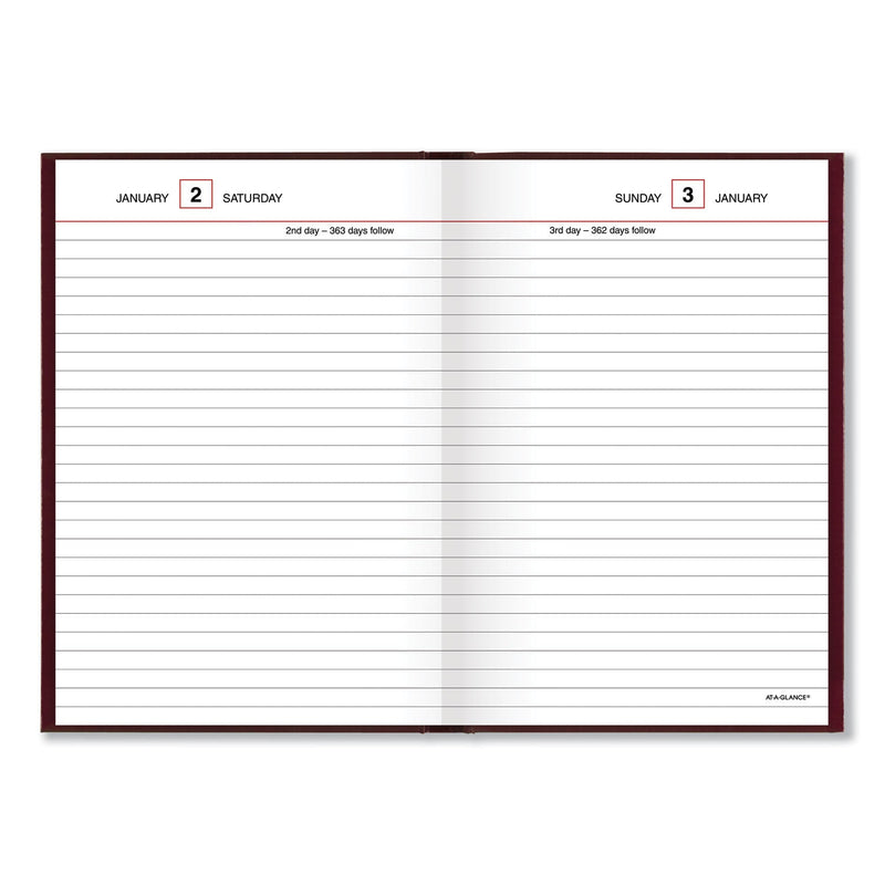 AT-A-GLANCE Standard Diary Daily Reminder Book, 2023 Edition, Medium/College Rule, Red Cover, 7.5 x 5.13, 201 Sheets