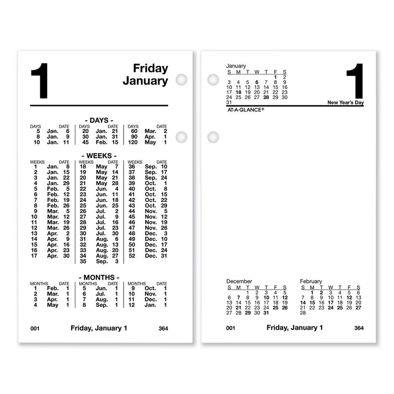 AT-A-GLANCE Financial Desk Calendar Refill, 3.5 x 6, White Sheets, 2023