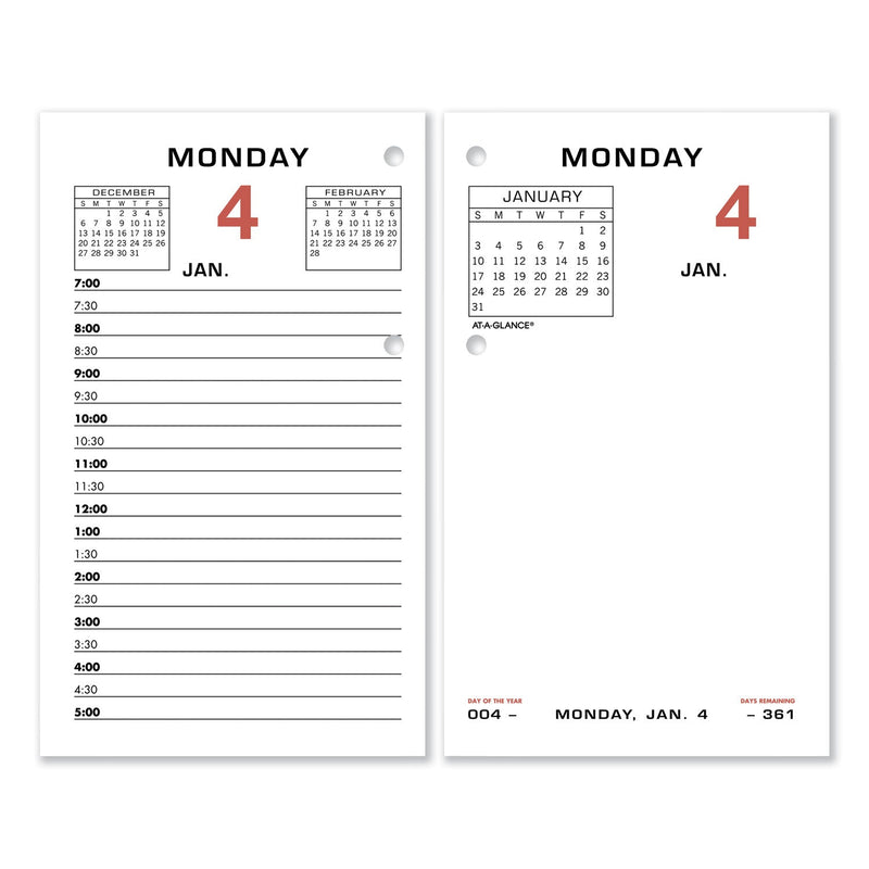 AT-A-GLANCE Two-Color Desk Calendar Refill, 3.5 x 6, White Sheets, 2023