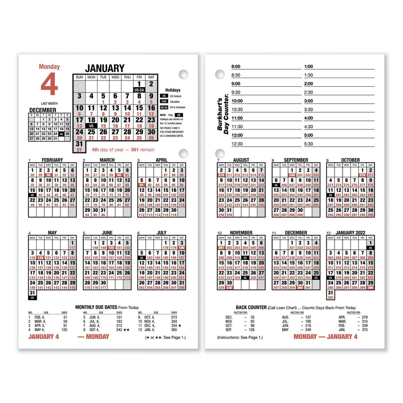 AT-A-GLANCE Burkhart's Day Counter Desk Calendar Refill, 4.5 x 7.38, White Sheets, 2023