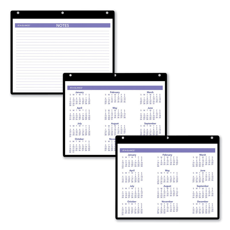 AT-A-GLANCE Monthly Desk/Wall Calendar with Plastic Backboard and Bonus Pages, 11 x 8, White/Violet/Red Sheets, 12-Month (Jan-Dec): 2023