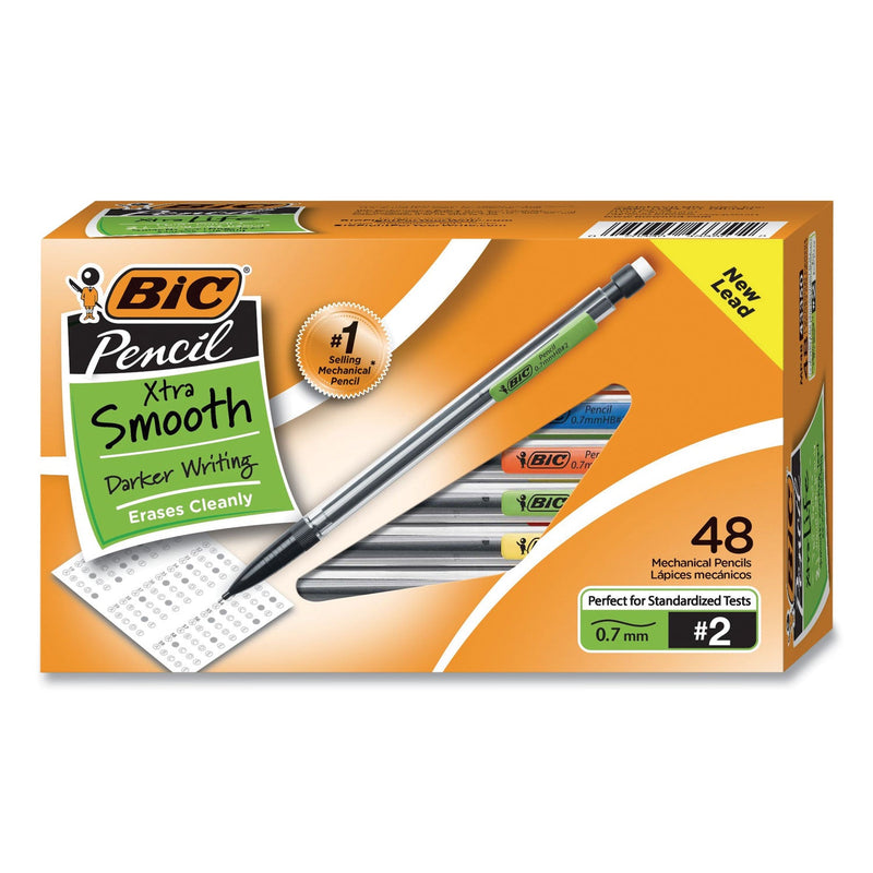 BIC Xtra Smooth Mechanical Pencil Value Pack, 0.7 mm, HB (#2.5), Black Lead, Clear Barrel, 40/Pack