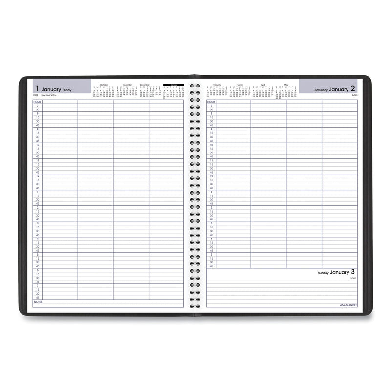 AT-A-GLANCE DayMinder Four-Person Group Daily Appointment Book, 11 x 8, Black Cover, 12-Month (Jan to Dec): 2023