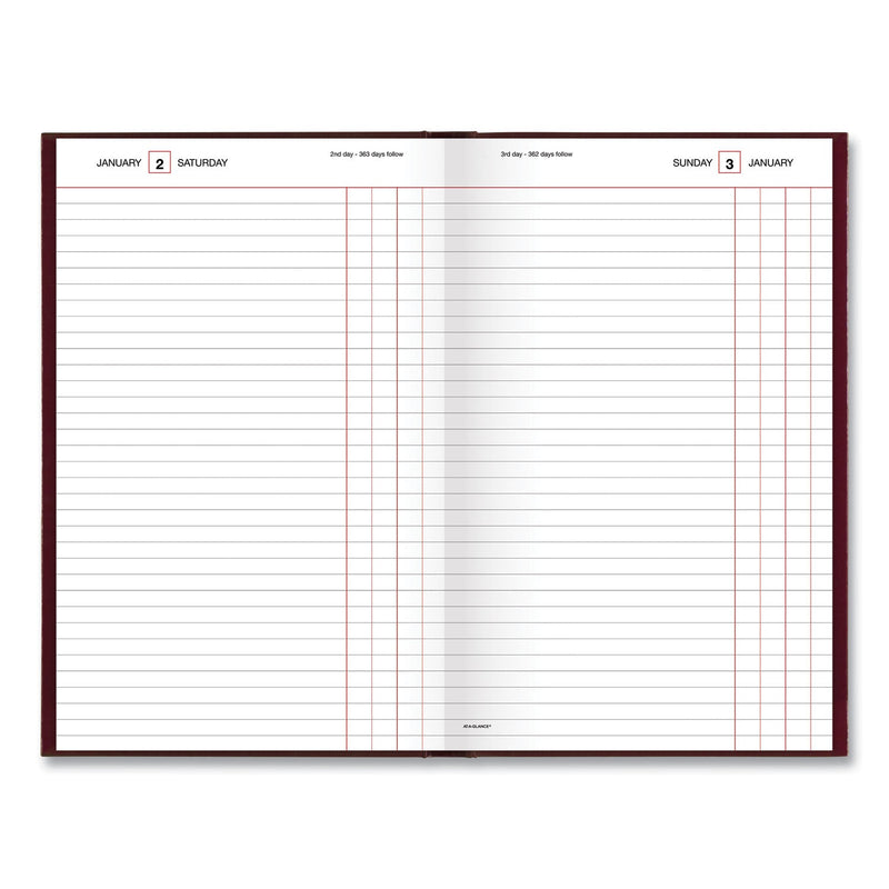 AT-A-GLANCE Standard Diary Daily Journal, 2023 Edition, Wide/Legal Rule, Red Cover, 12 x 7.75, 210 Sheets