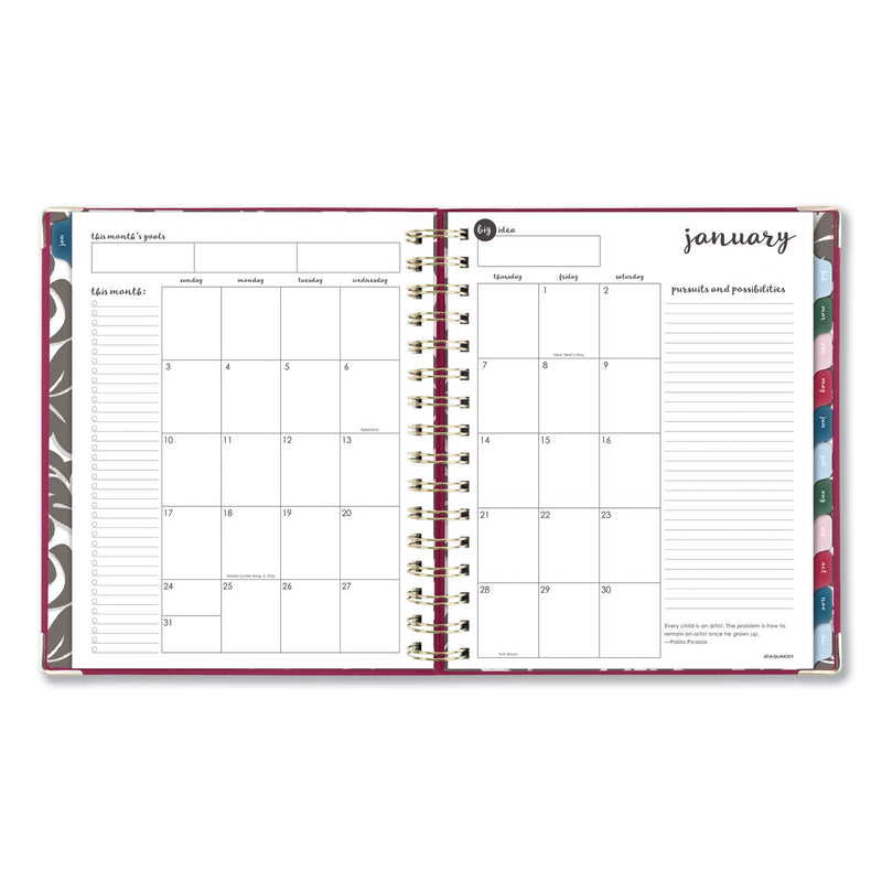 AT-A-GLANCE Harmony Daily Hardcover Planner, 8.75 x 7, Berry Cover, 12-Month (Jan to Dec): 2023