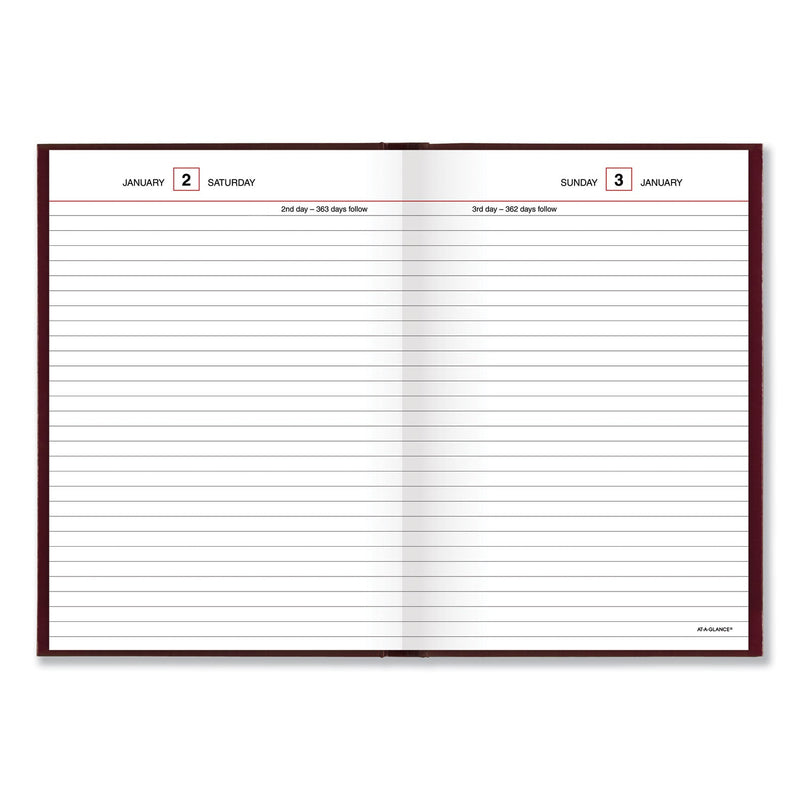 AT-A-GLANCE Standard Diary Daily Reminder Book, 2023 Edition, Medium/College Rule, Red Cover, 8.25 x 5.75, 201 Sheets