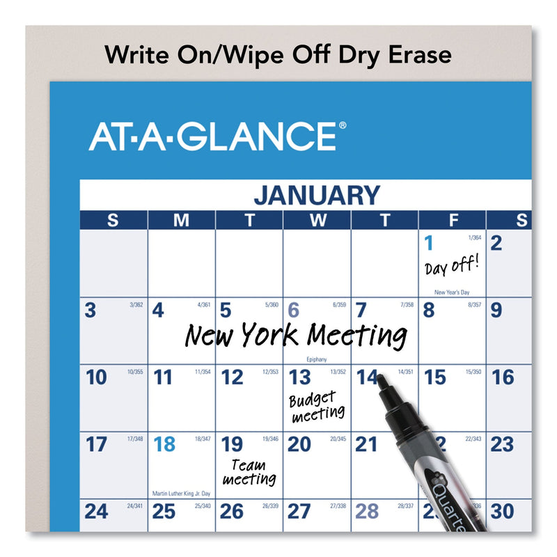 AT-A-GLANCE Horizontal Reversible/Erasable Wall Planner, 36 x 24, White/Blue Sheets, 12-Month (Jan to Dec): 2023
