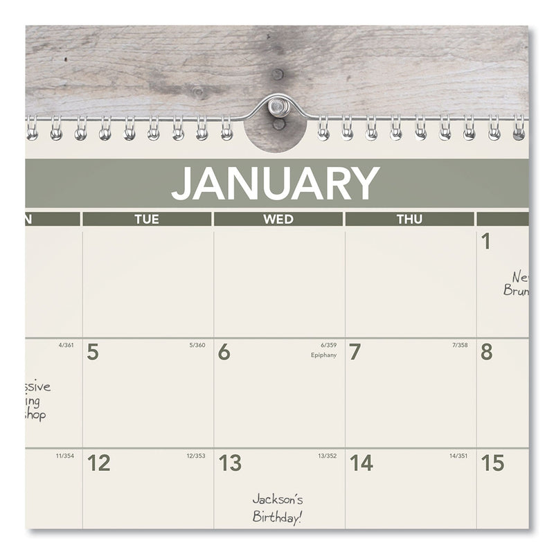 AT-A-GLANCE Recycled Wall Calendar, Unruled Blocks, 15 x 12, Sand/Green Sheets, 12-Month (Jan to Dec): 2023