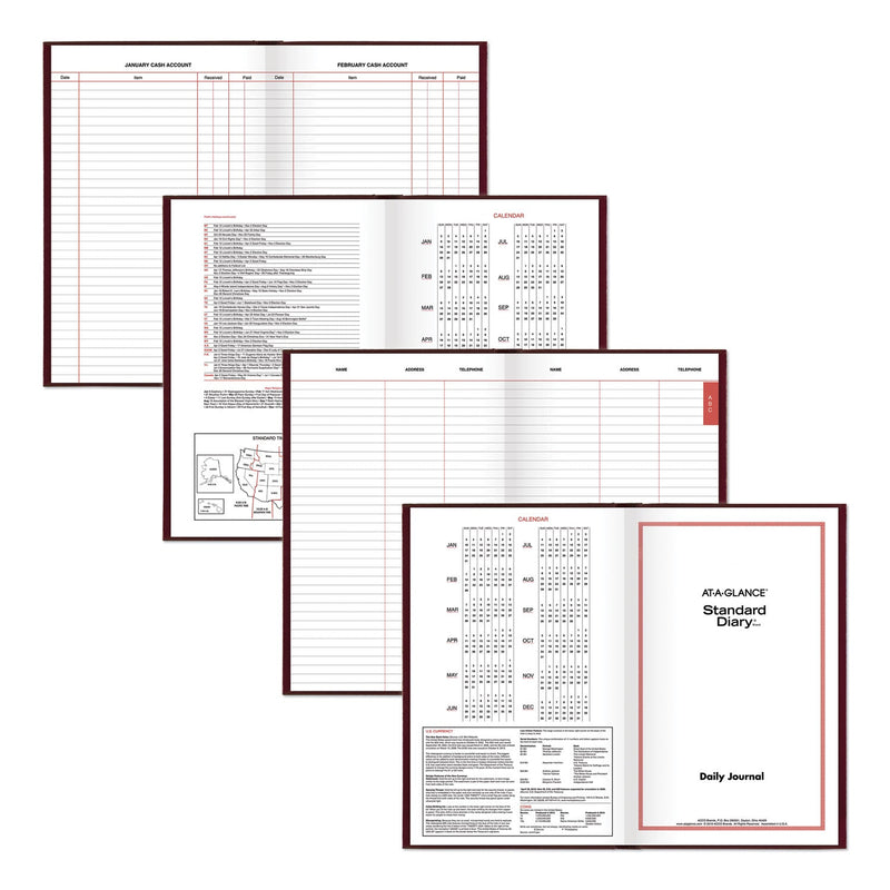 AT-A-GLANCE Standard Diary Daily Diary, 2023 Edition, Wide/Legal Rule, Red Cover, 12 x 7.75, 200 Sheets