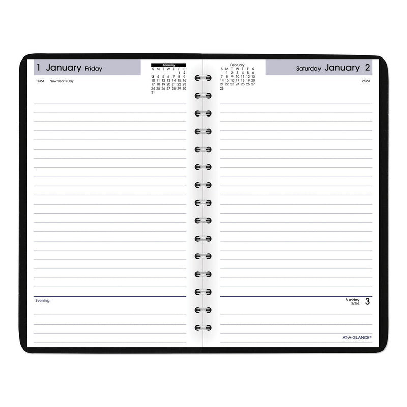 AT-A-GLANCE DayMinder Daily Appointment Book, 8 x 5, Black Cover, 12-Month (Jan to Dec): 2023