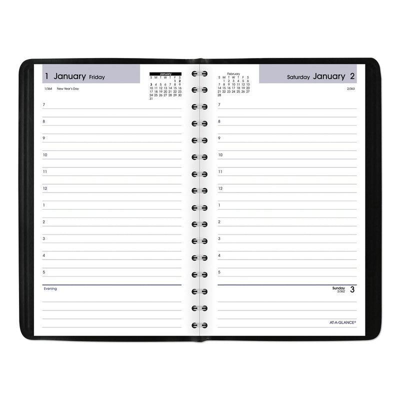 AT-A-GLANCE DayMinder Daily Appointment Book, 8 x 5, Black Cover, 12-Month (Jan to Dec): 2023
