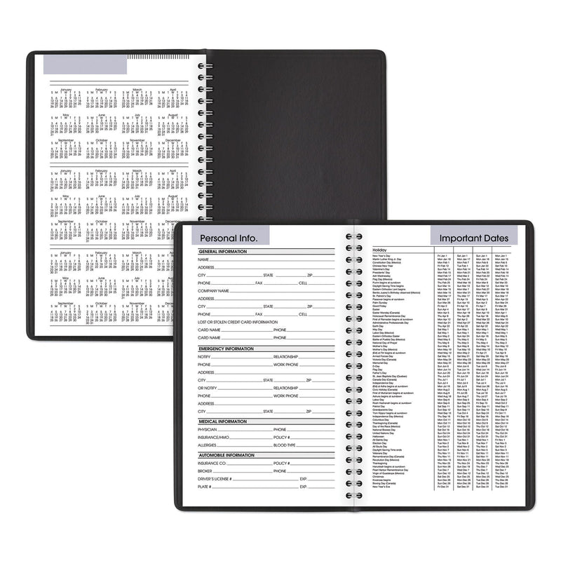 AT-A-GLANCE DayMinder Block Format Weekly Appointment Book, 8.5 x 5.5, Black Cover, 12-Month (Jan to Dec): 2023