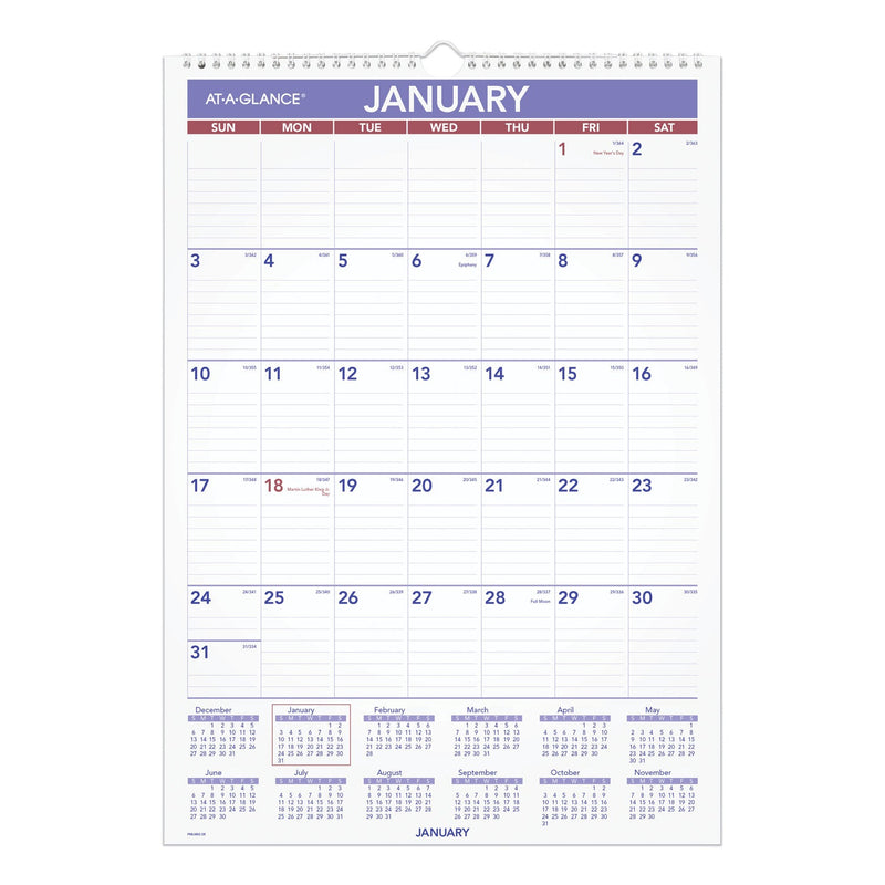 AT-A-GLANCE Erasable Wall Calendar, 12 x 17, White Sheets, 12-Month (Jan to Dec): 2023