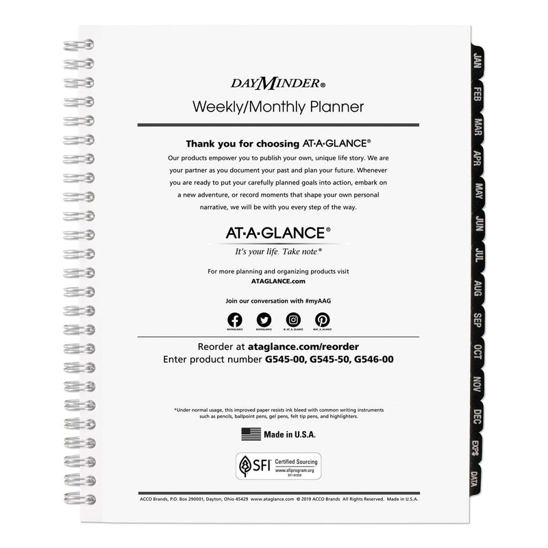 AT-A-GLANCE DayMinder Executive Weekly/Monthly Refill, 8.75 x 7, White Sheets, 12-Month (Jan to Dec): 2023