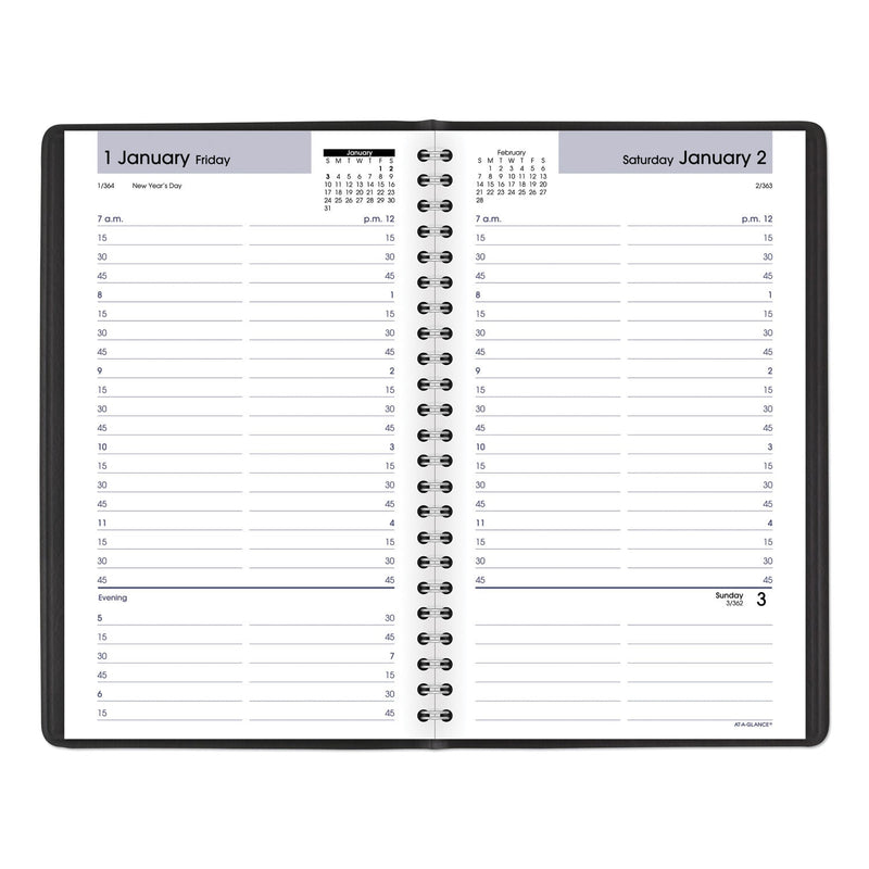 AT-A-GLANCE DayMinder Daily Appointment Book, 8.5 x 5.5, Black Cover, 12-Month (Jan to Dec): 2023