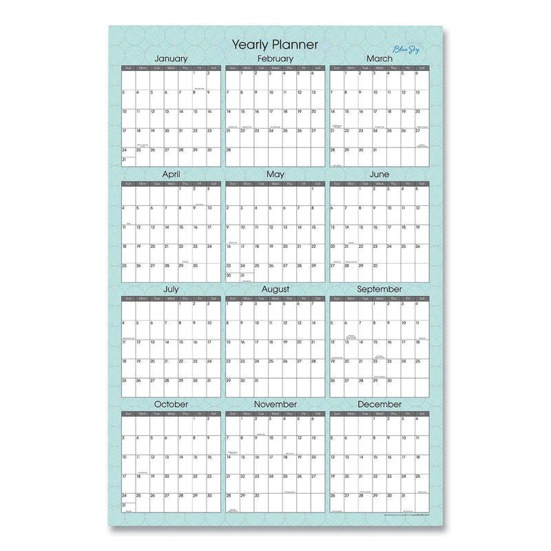 Blue Sky Picadilly Laminated Erasable Wall Calendar, Geometric Artwork, 36 x 24, White/Teal Sheets, 12-Month (Jan-Dec): 2023