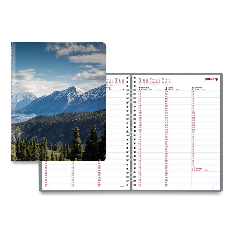 Brownline Mountains Weekly Appointment Book, Mountains Photography, 11 x 8.5, Blue/Green Cover, 12-Month (Jan to Dec): 2023