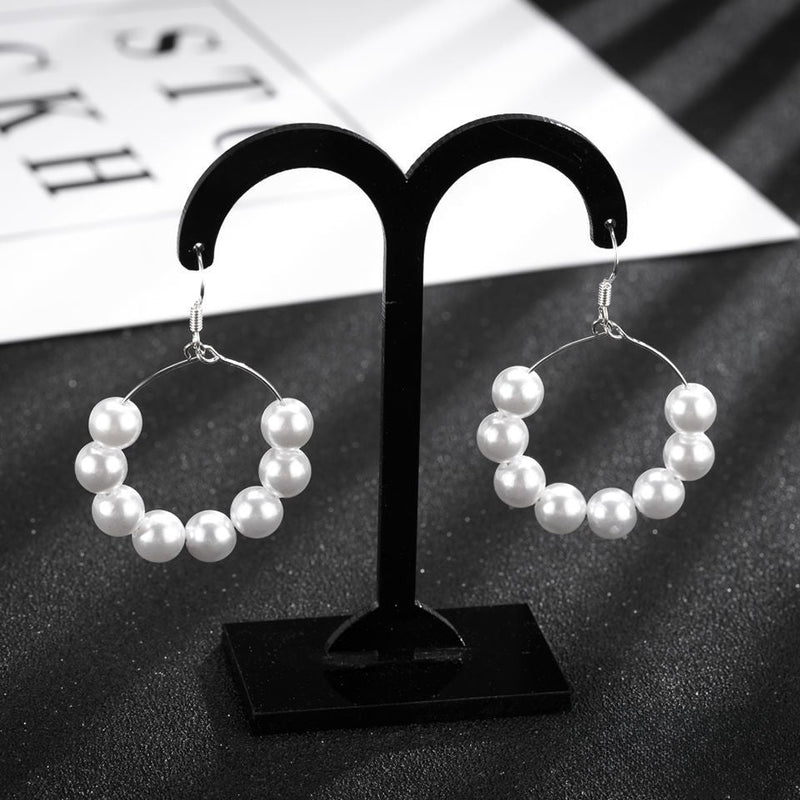 Imitation Pearl Pendant Dangle Drop Earrings