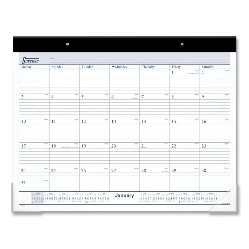 AT-A-GLANCE Desk Pad, 21.75 x 17, White Sheets, Black Binding, Clear Corners, 12-Month (Jan to Dec): 2023