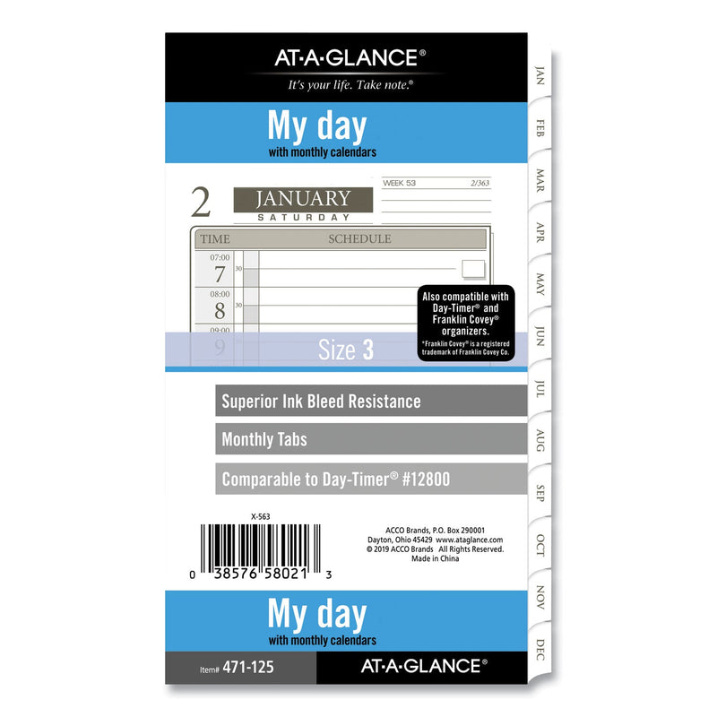 AT-A-GLANCE 1-Page-Per-Day Planner Refills, 6.75 x 3.75, White Sheets, 12-Month (Jan to Dec): 2023