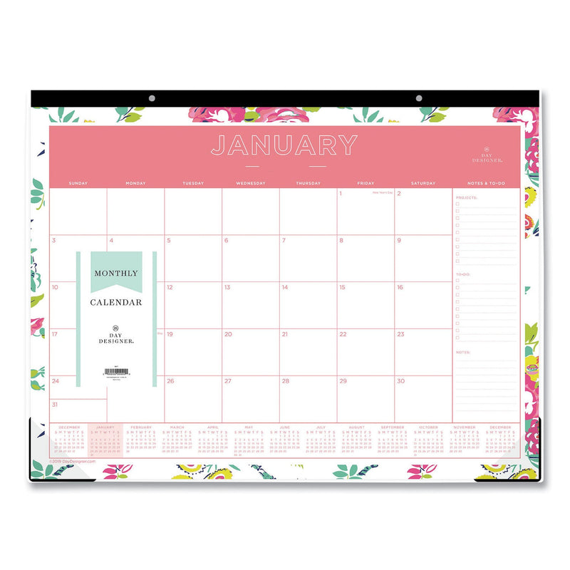 Blue Sky Day Designer Peyton Desk Pad Calendar, Floral Artwork, 22 x 17, Black Binding, Clear Corners, 12-Month (Jan-Dec): 2023