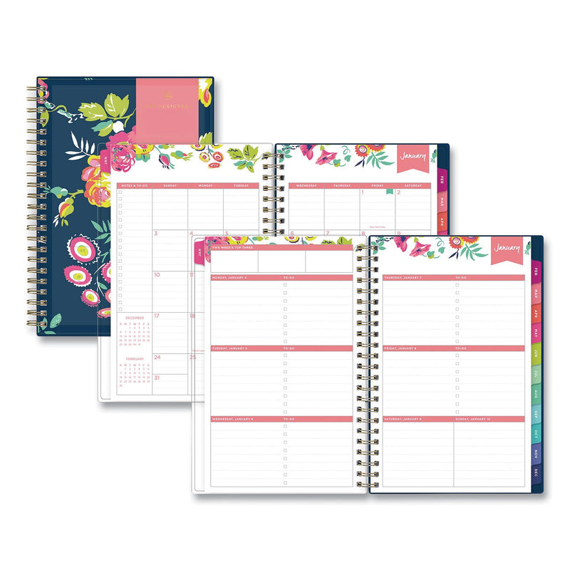 Blue Sky Day Designer Peyton Create-Your-Own Cover Weekly/Monthly Planner, Floral Artwork, 8 x 5, Navy Cover, 12-Month (Jan-Dec): 2023
