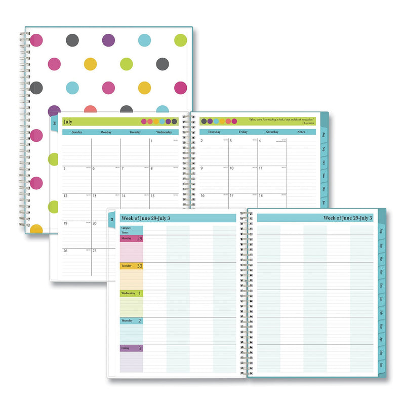 Blue Sky Teacher Dots Academic Year Create-Your-Own Cover Weekly/Monthly Planner, 11 x 8.5, 12-Month (July to June): 2022 to 2023