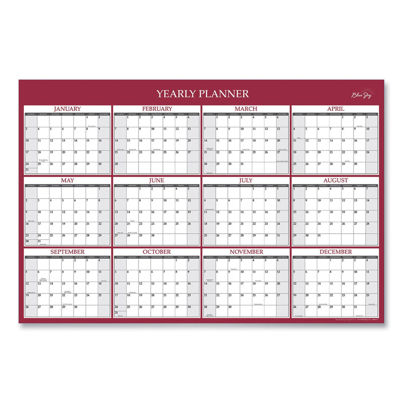 Blue Sky Classic Red Laminated Erasable Wall Calendar, Classic Red Artwork, 36 x 24, White/Red/Gray Sheets, 12-Month (Jan-Dec): 2023