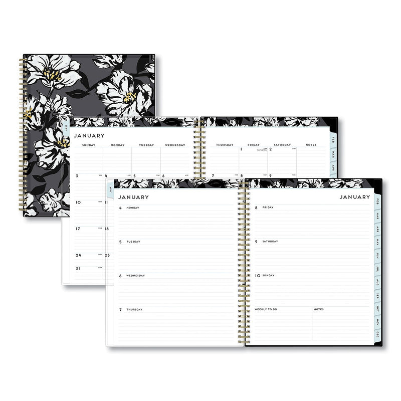 Blue Sky Baccara Dark Create-Your-Own Cover Weekly/Monthly Planner, Floral, 11 x 8.5, Gray/Black/Gold Cover, 12-Month (Jan-Dec): 2023