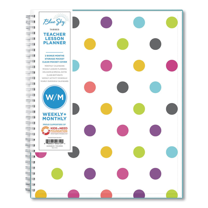 Blue Sky Teacher Dots Academic Year Create-Your-Own Cover Weekly/Monthly Planner, 11 x 8.5, 12-Month (July to June): 2022 to 2023