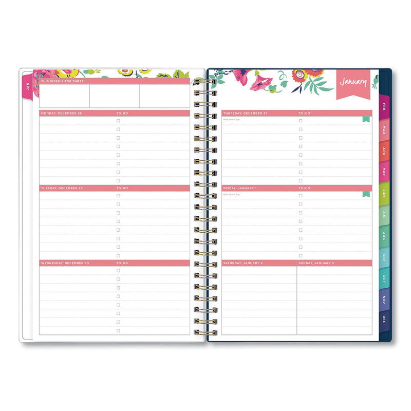 Blue Sky Day Designer Peyton Create-Your-Own Cover Weekly/Monthly Planner, Floral Artwork, 8 x 5, Navy Cover, 12-Month (Jan-Dec): 2023